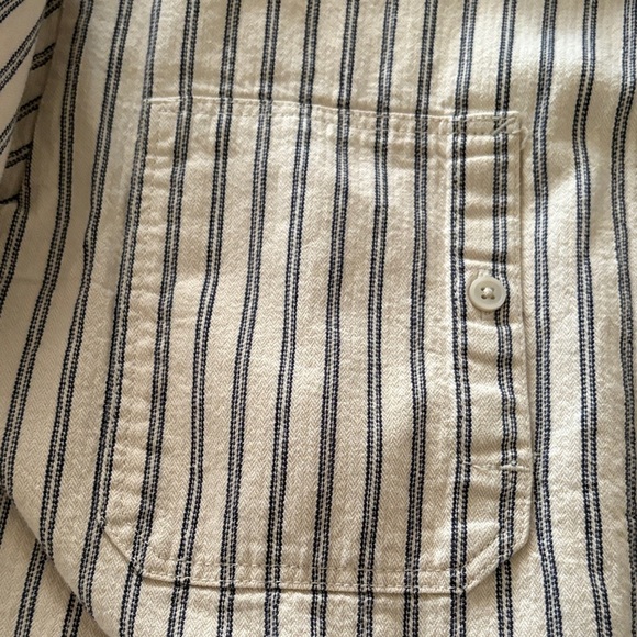 Gently Loved Striped Beige and Blue Boys Shirt by VANS - Picture 3 of 7